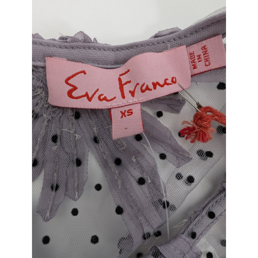 NWT ANTHROPOLOGIE Eva Franco Polka Dot Sheer Puff Sleeve Blouse Top Purple XS - Picture 6 of 9